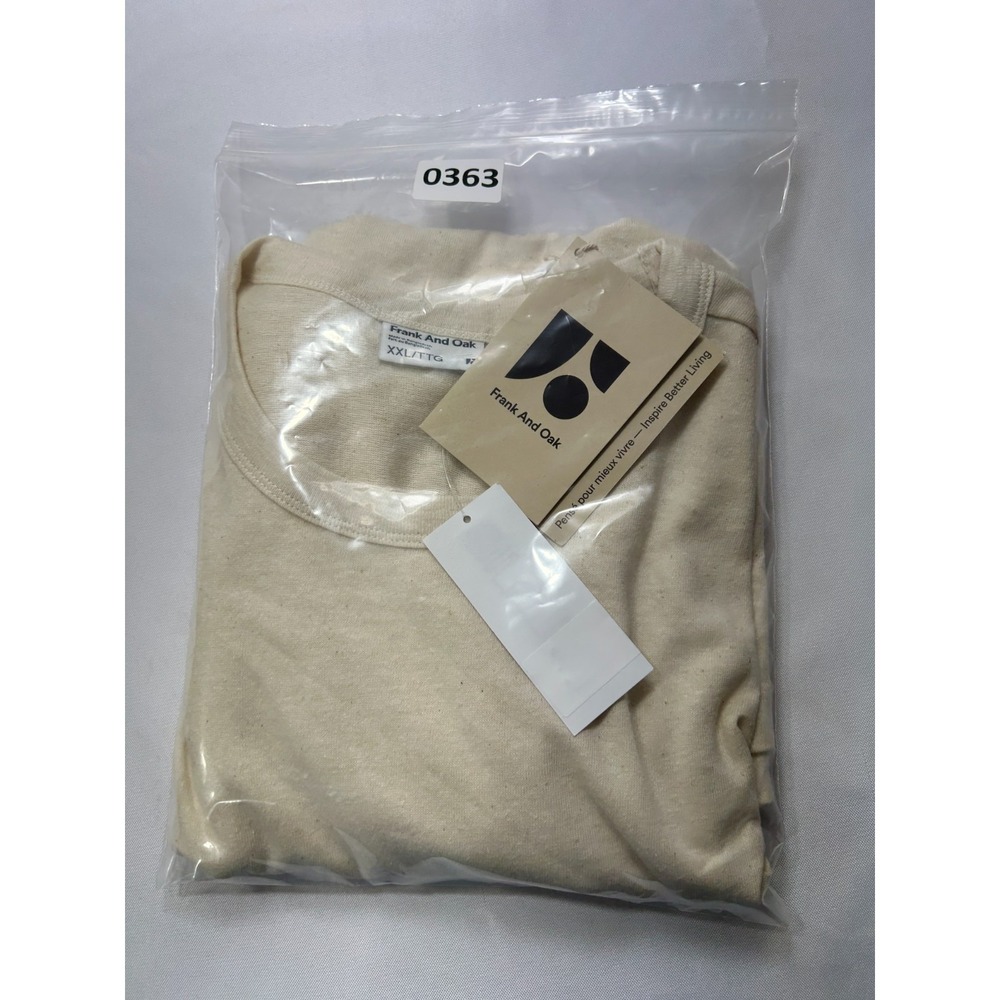 Frank & Oak Tee Men's XXL Light Beige Relaxed Fit Hemp Tee - Picture 6 of 8